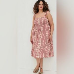 Midi Challis Smocked Tiered Dress